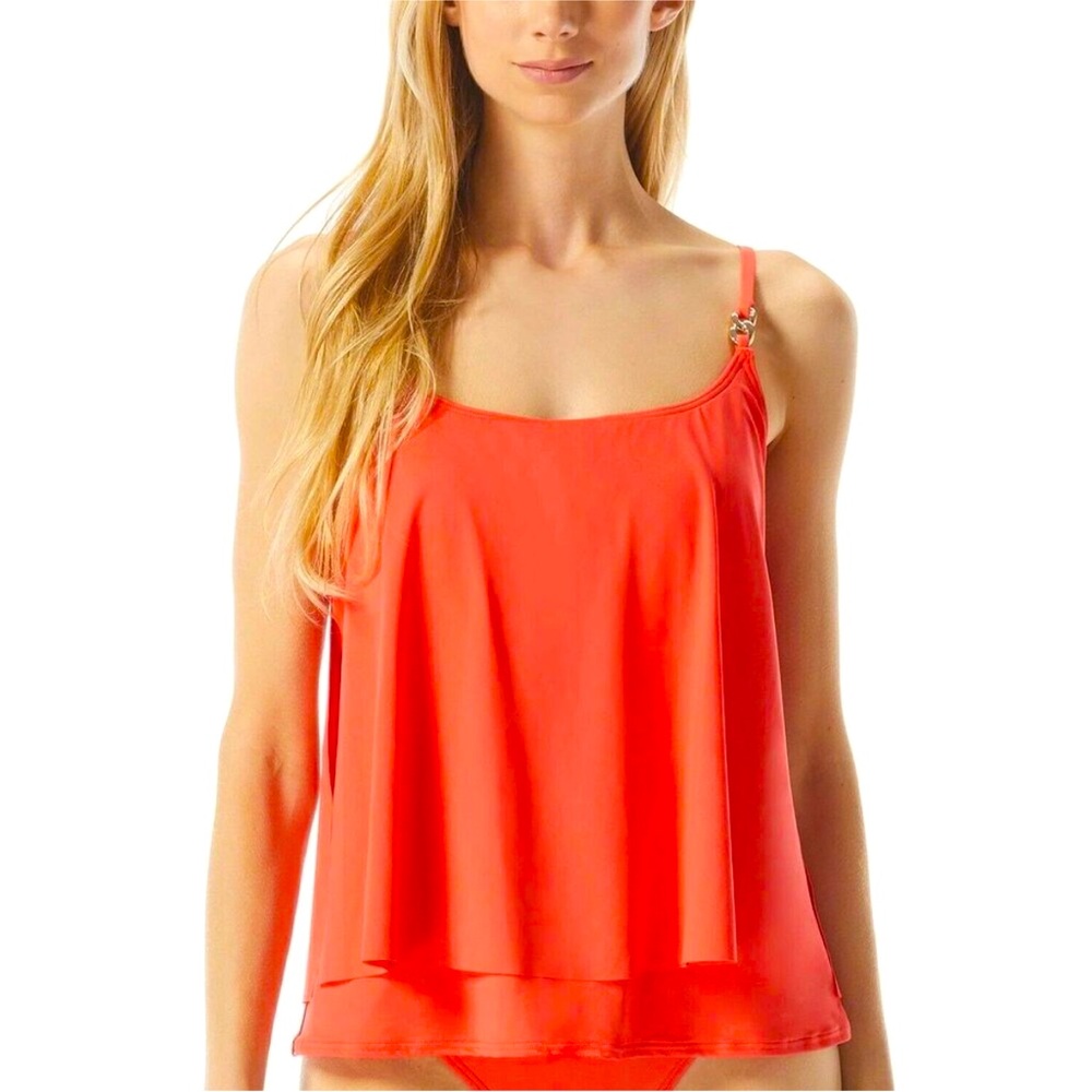 Michael Kors Terracotta‎ Orange Tiered Swimwear Tankini Set Bathing Suit Size XS